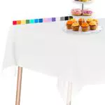 PartyWoo Tischdecke Weiß 3 STÜCK, 137 x 274 cm/ 54 x 108 Zoll Rechteckige Party Tischdecke Abwaschbar für 6 bis 8 Fuß Tisch