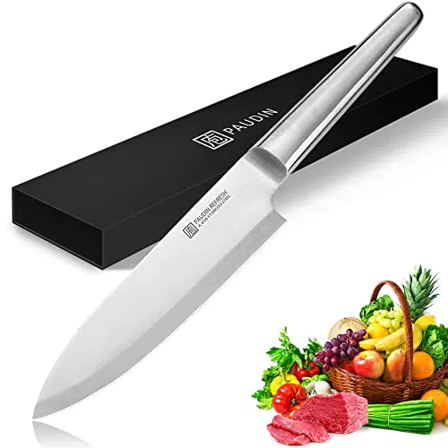 PAUDIN Kochmesser, Klingenlänge 20 cm Profi Scharfes Messer mit Bruchsicheres Full Tang Design