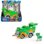 PAW PATROL, Rescue Knights Basis Fahrzeug Spielzeugauto von Rocky mit Welpenfigur