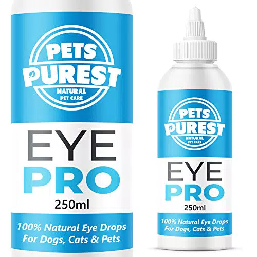 Pets Purest Augentropfen für Hunde, Katzen und Haustiere 250ml - 100% natürliche Lösung zur Augenreinigung und Behandlung von juckenden