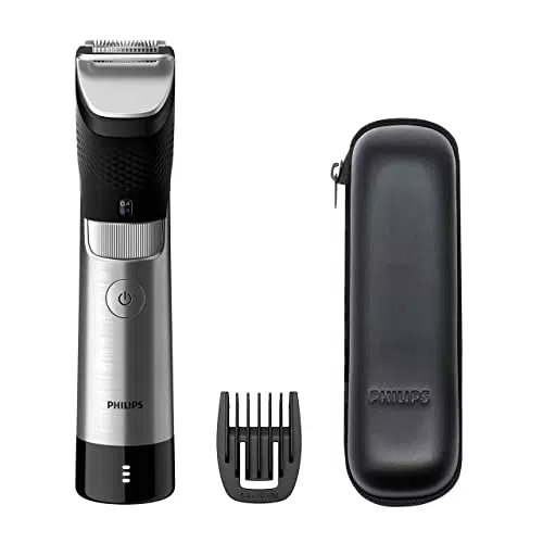 Philips Barttrimmer Series 9000 mit SteelPrecision-Technologie inkl. Bartkammaufsatz und Reiseettui