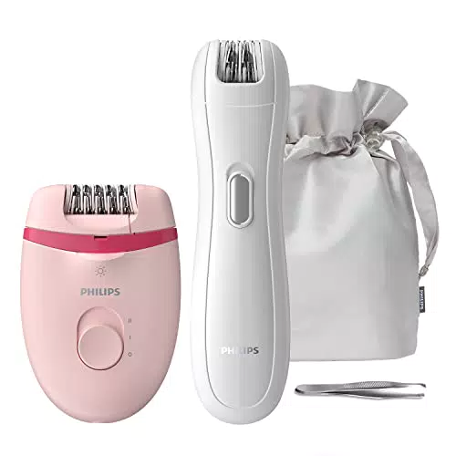 Philips Epilierer-Set - Glatte Haut wochenlang, Mini-Epilierer für empfindliche Stellen