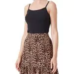 PIECES Damen Pcnya Hw Skirt Bf Bc Rock, Black/AOP:Leo