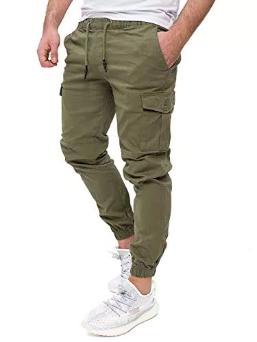 PITTMAN Darius - Grüne Herren Cargo Hosen - Männer Slim Fit Cargohose - Baumwoll Cargo