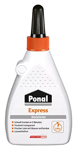Ponal Express Holzleim, transparenter, schnell trocknender Holzkleber für vielseitige Verleimungs- & Bastelarbeiten