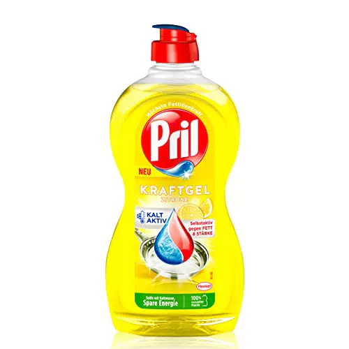Pril Kraft Gel Zitrone, Handgeschirrspülmittel mit höchster Fettlösekraft
