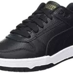 PUMA RBD Game Low Jr Sneaker, Black Black Team Gold White