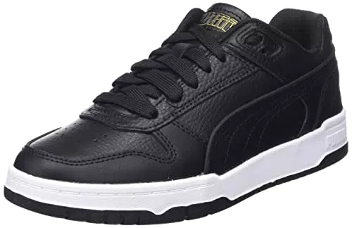 PUMA RBD Game Low Jr Sneaker, Black Black Team Gold White