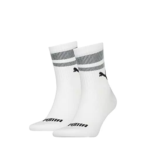 PUMA Unisex New Heritage Short Crew Hosiery, White/Black