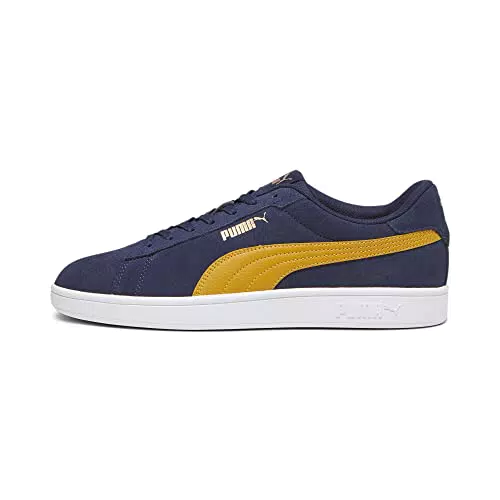 PUMA Unisex Smash 3.0 Sneaker, Navy Amber Gold White