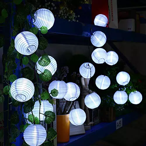 Qedertek Solar Lichterkette Aussen, 6M 30 LED Solar Lampions Außen Wasserdicht 2 Modi Solar Lichterkette Laternen für Garten Bäume Terrasse Hochzeiten Party Fest Deko