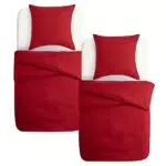 QSTEHEML Rot Bettbezug 135×200, 4 Stück 100% Gewaschene Mikrofaser weiche Feste Farbe Winter Bettwäsche-Set mit Eckbindungen und Reißverschluss