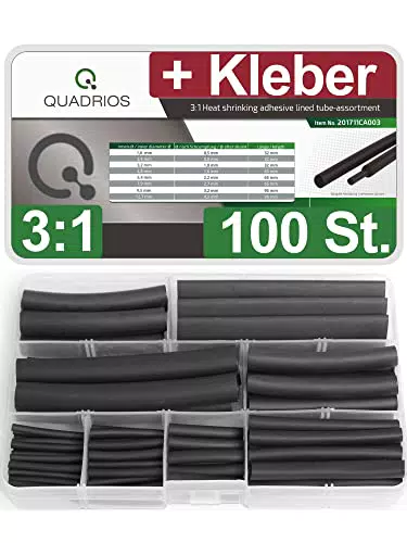 QUADRIOS GmbH, 100 Stück Schrumpfschlauch Set, Mit Kleber