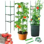 Rankhilfe Rankgitter für Tomaten Gurken Garten, 4ft Pflanzenhalter stütze Kletterhilfe für Zimmerpflanzen Tomatentopf Turm käfig mit 66ft Twist Tie und Perforatoren und Sämling Pullers