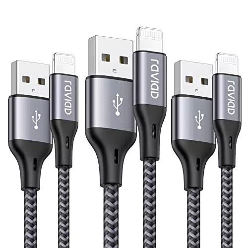 RAVIAD iPhone Ladekabel, Lightning Kabel MFi Zertifiziert Nylon iPhone Kabel Schnellladekabel iPhone Kompatibel mit für iPhone 14 13 12 11 Pro XS Max XR X 8 8 Plus 7 7 Plus 6s 6 Plus