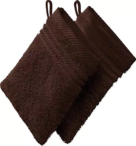 REDBEST Waschhandschuh, Waschlappen New York 2er- Pack braun Größe 15x21 cm - leichte