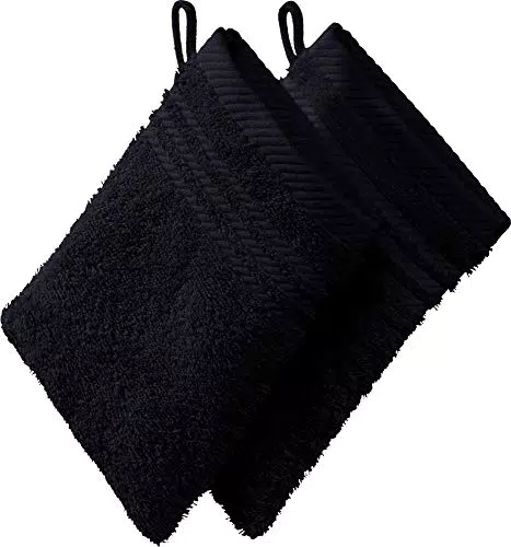 REDBEST Waschhandschuh, Waschlappen New York 2er- Pack schwarz Größe 15x21 cm - leichte