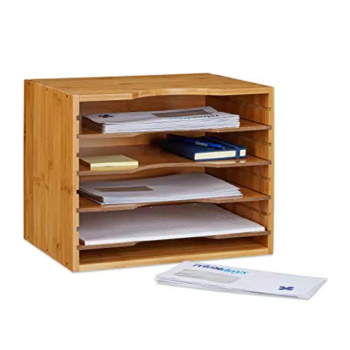 Relaxdays Briefablage aus Bambus HBT: ca. 26 x 33 x 24