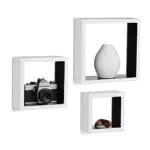 Relaxdays Hängeregal Würfel 3er Set, Wandboard Cube