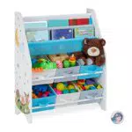 Relaxdays Kinderregal, Tiere Motiv, 6 Boxen, 2 Fächer