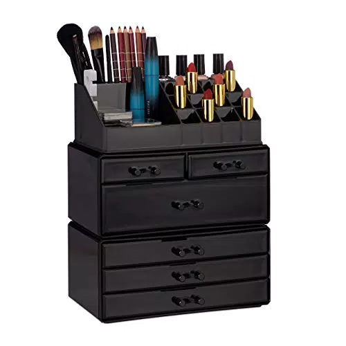 Relaxdays Kosmetikorganizer mit 6 Schubladen, 22 Fächer Make Up Organizer