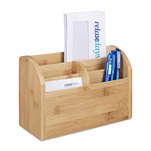 Relaxdays Schreibtisch-Organizer Bambus, Stifteablage