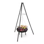 Relaxdays Schwenkgrill mit Feuerschale, Stahl, 49 cm Grillrost