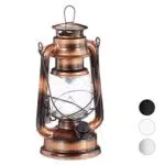 Relaxdays Sturmlaterne LED, Retro Sturmlampe als Fensterdeko oder elektrische Gartenlaterne
