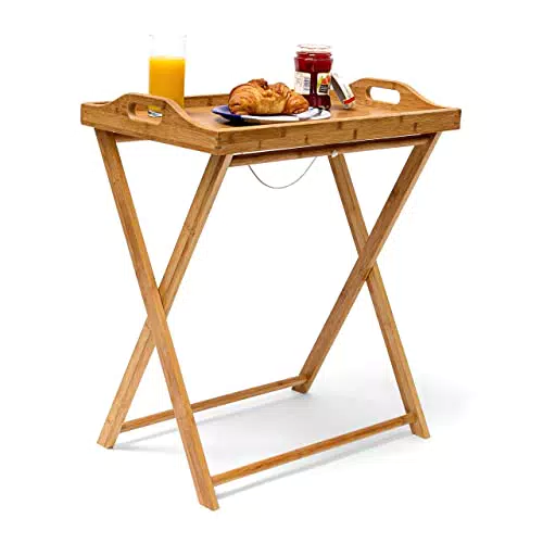 Relaxdays Tabletttisch, Natur, 63,5 x 55 x 35 cm