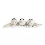 Relaxdays Teelichthalter Set, Blattschale, Deko Sand