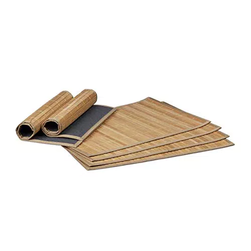 Relaxdays Tischset 6 teilig, Platzdeckchen, Bambus, rutschhemmende Unterseite