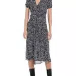 Replay Damen W9609 Kleid, 010 White/Black, XS