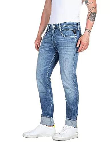 Replay Herren Jeans Anbass Slim-Fit mit Stretch, Blau