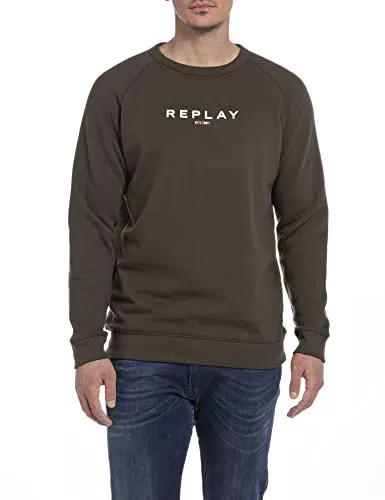 Replay Herren Sweatshirt aus Baumwollmix, Braun, XXL