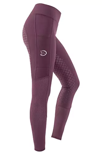 RIDERS CHOICE Damen Reitleggings Silikonvollbesatz Mesh-Design mit Handytasche