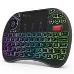 Rii Mini Tastatur mit Touchpad, Smart TV Tastatur, Kabellos Tastatur mit 8 Farbige Hintergrundbeleuchtung und Scrollrad (Deutsches
