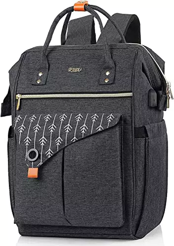 Rucksack Damen, Laptop Rucksack für 15.6 Zoll Laptop Schulrucksack mit USB Ladeanschluss für Arbeit Wandern Reisen Camping