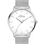 s.Oliver Damen Analog Quarz Armbanduhr mit Edelstahl Armband SO-3444-MQ