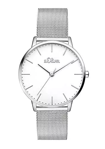 s.Oliver Damen Analog Quarz Armbanduhr mit Edelstahl Armband SO-3444-MQ