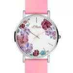 s.Oliver Damen Analog Quarz Uhr mit Silicone Armband SO-4078-PQ