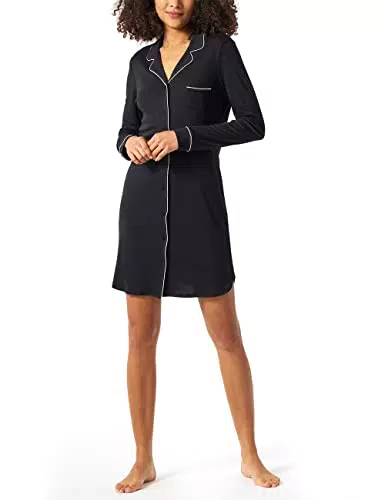 Schiesser Damen Sleepshirt 90cm Nachthemd, schwarz, 42