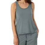 Schiesser Damen Trägertop Pyjamaoberteil, Jade, 42