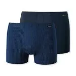 Schiesser Herren 2PACK Shorts Retroshorts, blau Mehrfarbig