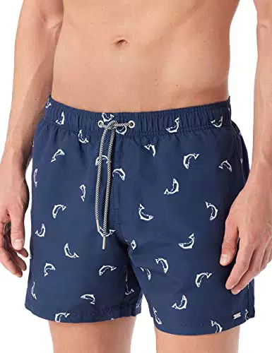 Schiesser Herren Badeshorts Badehose, Dunkelblau Gemustert