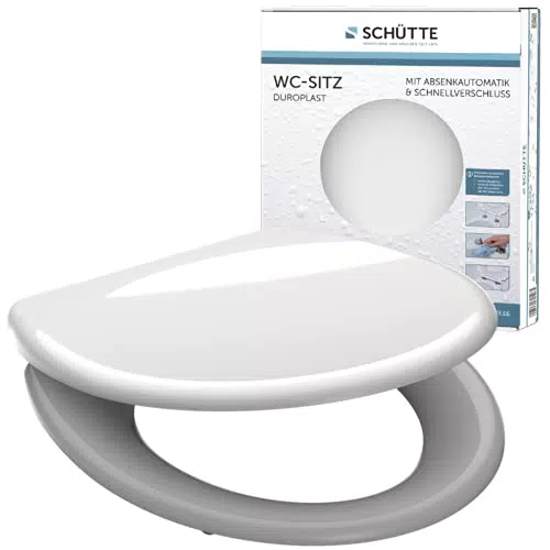SCHÜTTE WC-Sitz Duroplast, Toilettensitz mit Absenkautomatik und Schnellverschluss für die einfache Reinigung