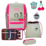 Scout Schulranzen Set Genius 4teiliges Set PINK CHERRY pink beige - ONESIZE