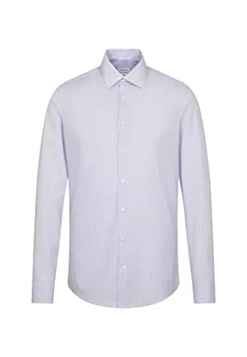 Seidensticker Herren Langarm-660020 Businesshemd, Blau