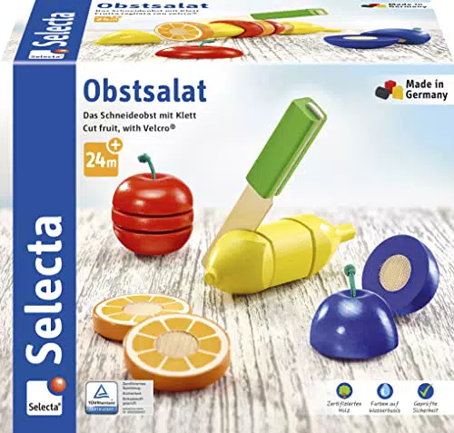 Selecta 62070 Obstsalat, Klett und Schneidespielzeug aus Holz