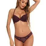 seryero Damen Spitze Bügel BH Vorne Verschluss Sexy Slips Set Push Up Unterwäsche Set Spitze Dessous Vorderverschluss gepolstert BH Panty Set