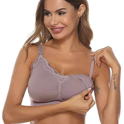 seryero Damen Still BH ohne Bügel V Ausschnitt Umstands BH gepolstert Spitze Schwangerschafts BH Vorne zum öffnen Schlaf Bustier